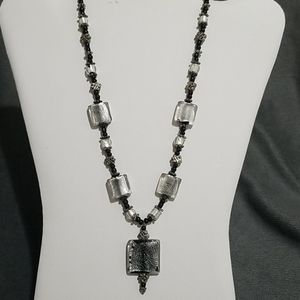 Silver and Black Bead Necklace